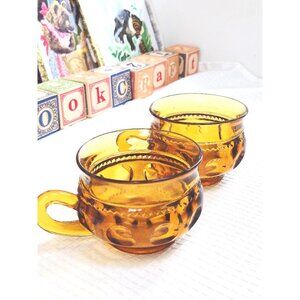 Vintage Amber Glass Mugs – Set of 2 – 12 oz | 1970s